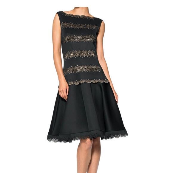 Tadashi Shoji Laser Cut Neoprene A LIne Dress Size Small - Picture 11 of 11